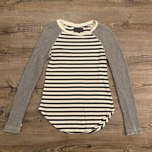 PJK 100% Cotton Black and White Striped Long Sleeve Shirt Women's size Small